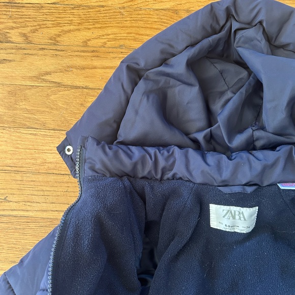 GUC Zara 6-9 months Navy Fleece lined Puffer - Picture 4 of 4
